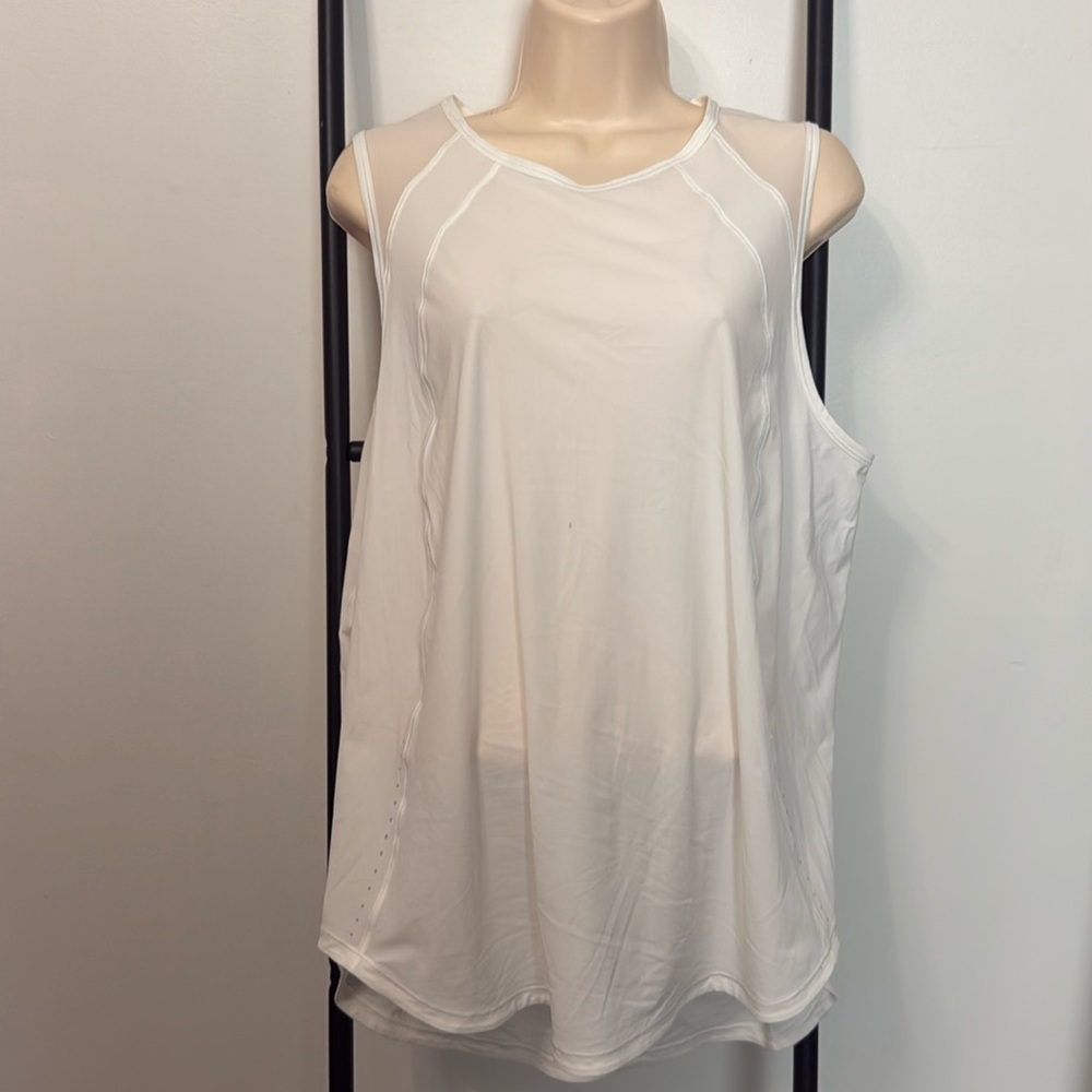 Lululemon Keyhole Cutout Back Mesh Tank Top White Women Size 10